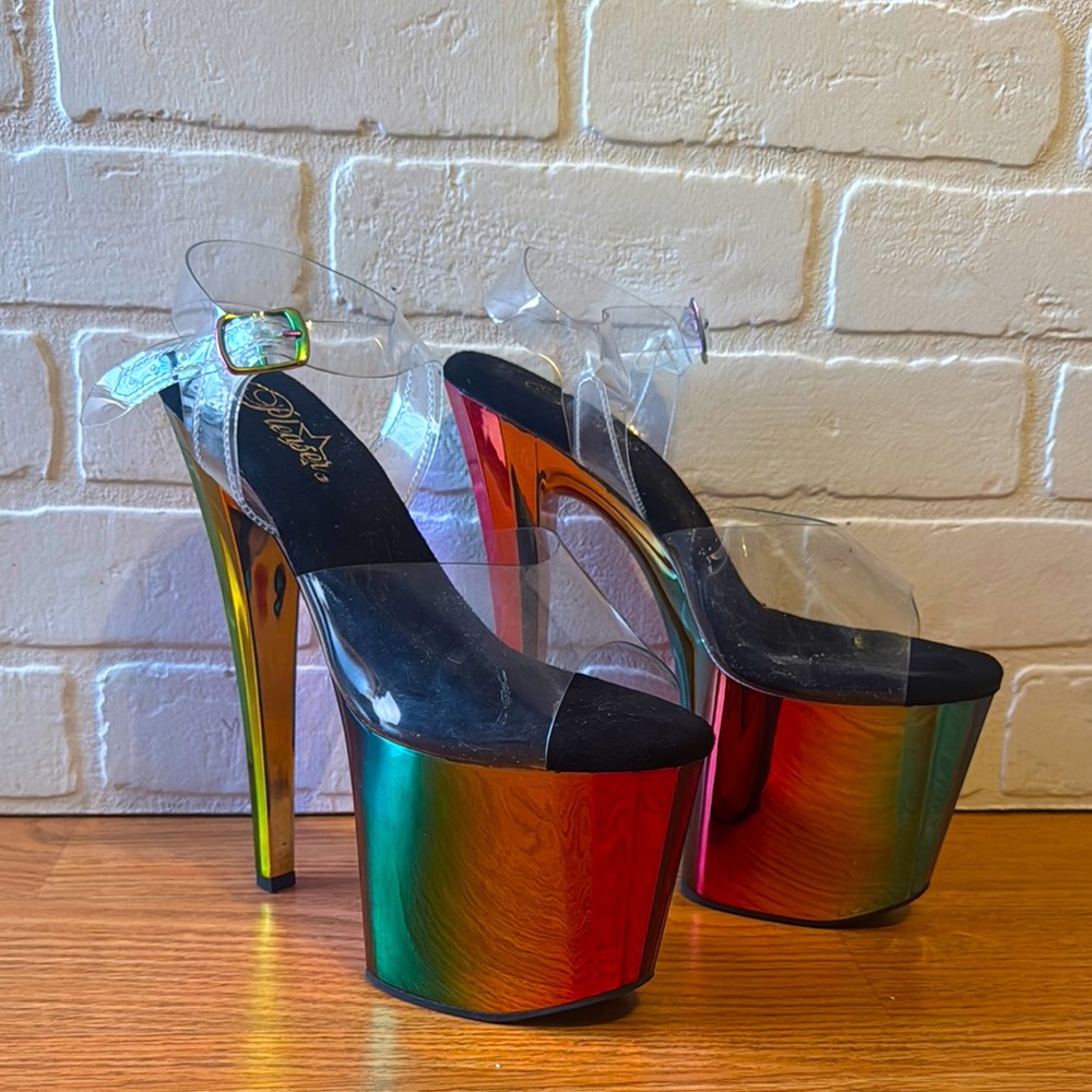 Pleasers Enchant Rainbow Platform Heels